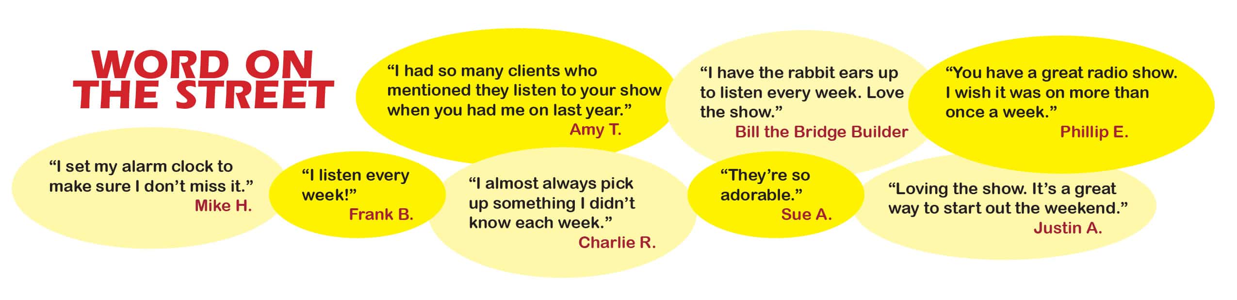 Testimonials from Truitt News Radio Show listeners